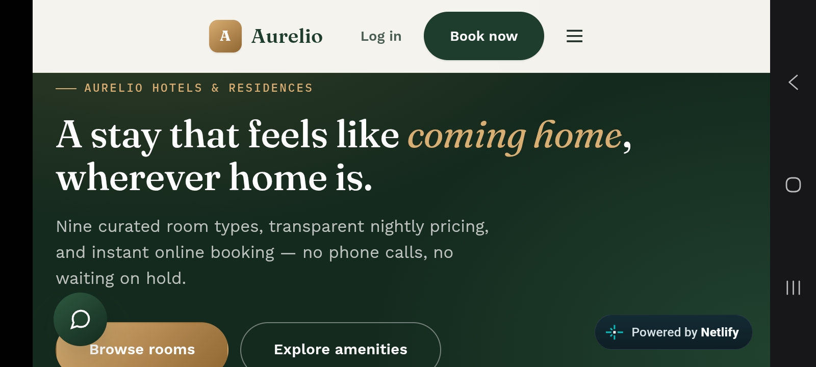 Aurelio Hotels booking website homepage
